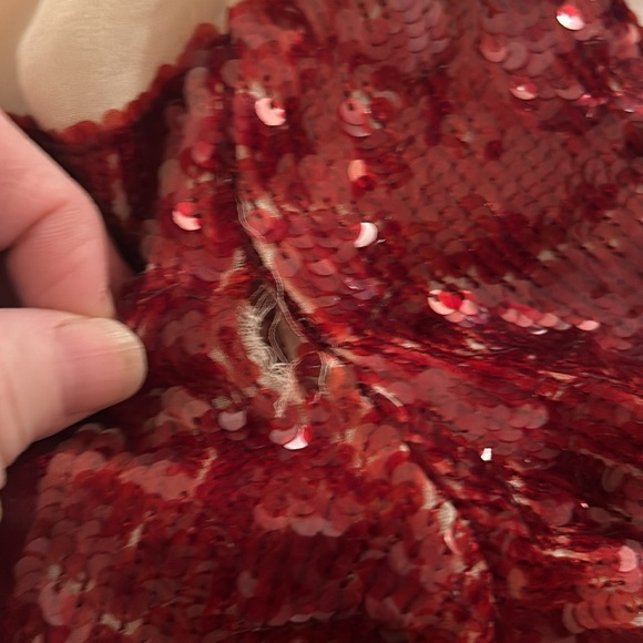 Zara ZW collection red sequin chiffon dress, Christmas party, holiday, New Years - Picture 15 of 16